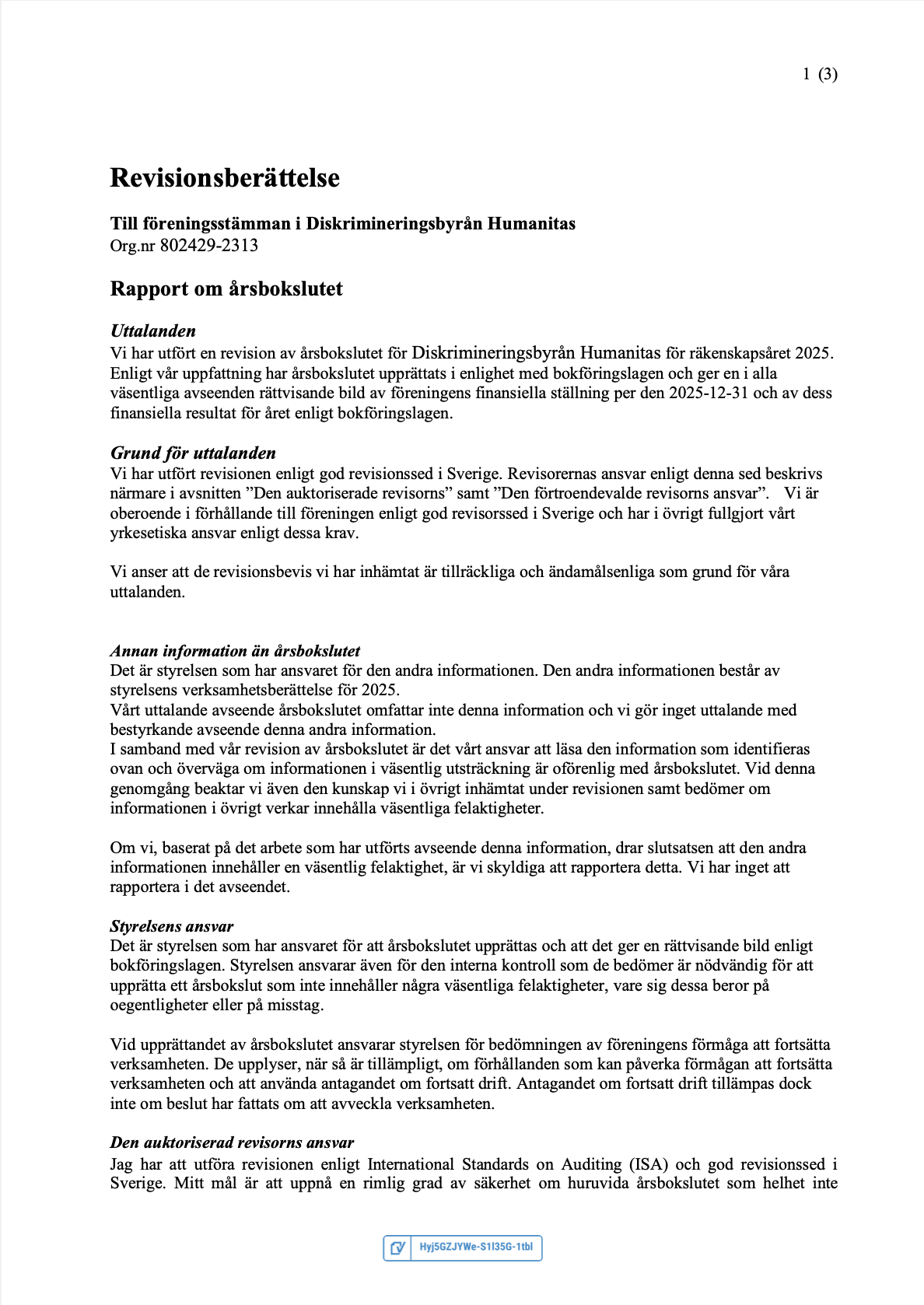 Revisionsberättelse 2025